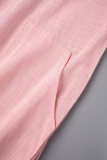 Khaki Casual Solid Patchwork Turndown Collar Shirt Dress Dresses