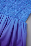 Dark Blue White Casual Print Patchwork Off the Shoulder Short Sleeve Dress Dresses
