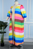 Multicolor Casual Striped Cardigan Outerwear