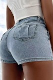 Grey Casual Solid Patchwork Plus Size Jeans