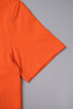 Orange Street Vintage Print Letter O Neck T-Shirts