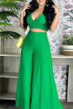 Green Celebrities Elegant Solid Solid Color Sleeveless Two Pieces