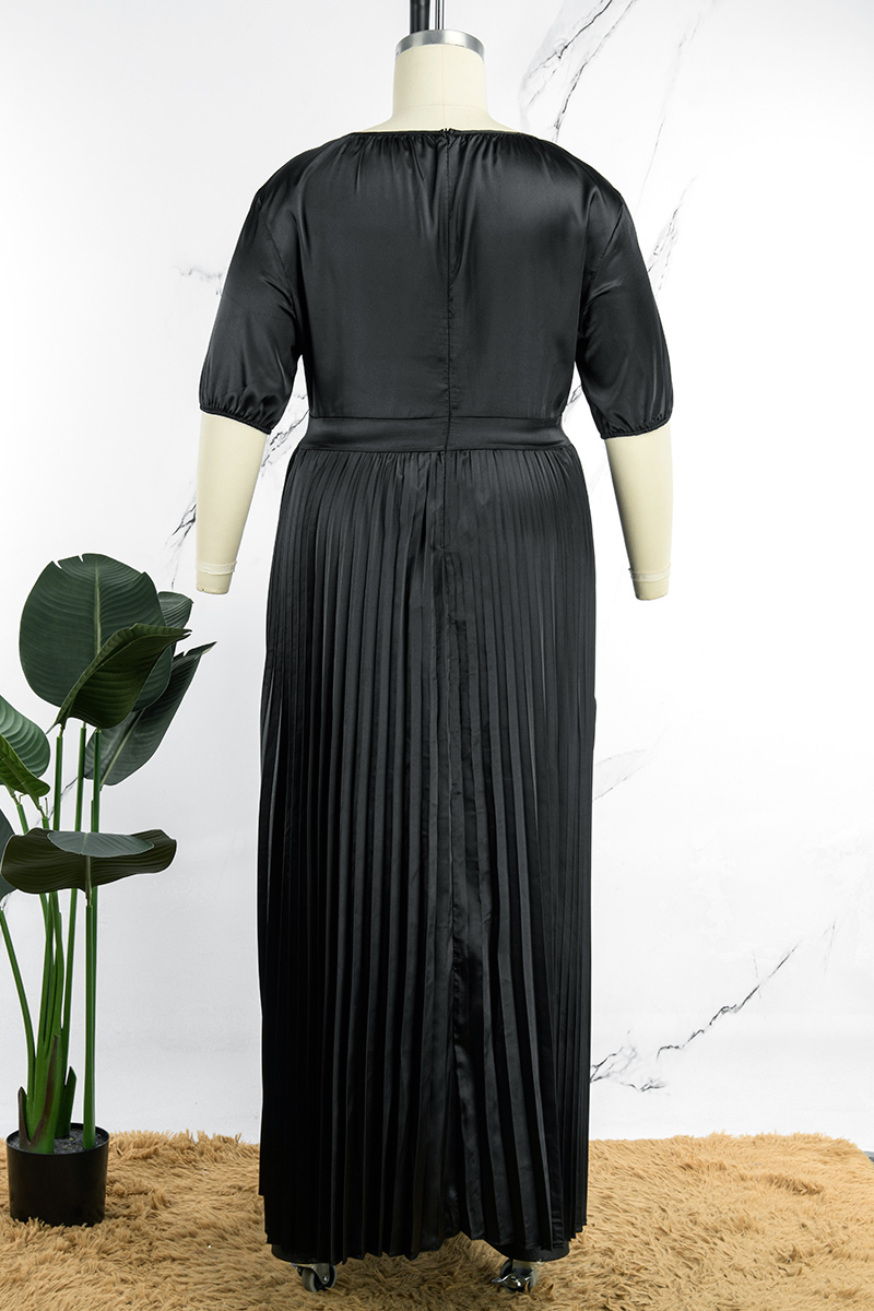 Sheath Scoop Neckline Applique Pleated Dress Red Plus Size main image 1