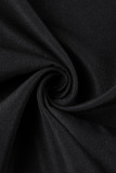 Black Casual Solid Patchwork Regular Jumpsuits