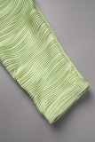 Green Street Solid Frenulum Backless Slit Fold Halter Sleeveless Two Pieces