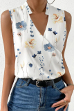 White Casual Print Solid Patchwork V Neck Tops