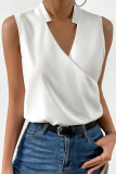 White Casual Print Solid Patchwork V Neck Tops