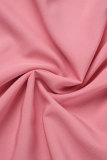 Pink Casual Daily Simplicity Contrast Asymmetrical Collar Asymmetrical Dresses