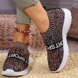 Multicolor Casual Sportswear Patchwork Letter Printing Round Comfortable Out Door Sport Shoes