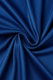 Deep Blue Casual Print Patchwork V Neck A Line Dresses