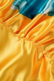 Yellow Plus Size Vacation Mixed Printing Printing V Neck Printed Dress
