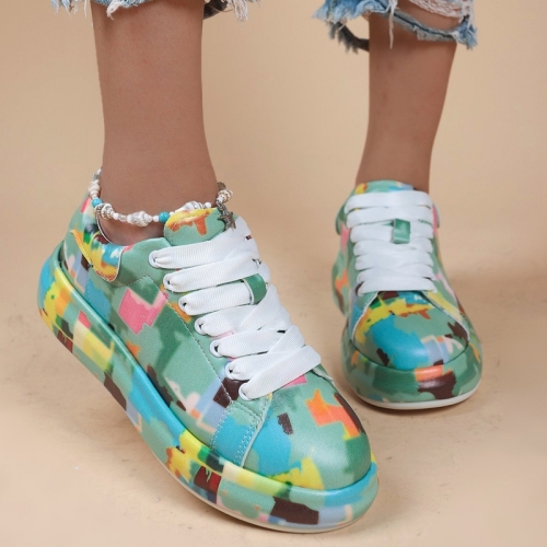 Sky Blue Casual Sportswear Daily Frenulum Printing Round Comfortable Out Door Sport Shoes