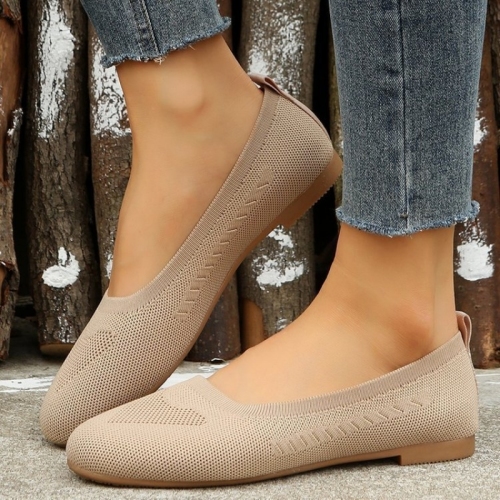 Apricot Casual Daily Patchwork Solid Color Round Comfortable Flats Shoes