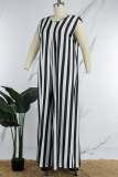 Black And White Plus Size Casual Simplicity Striped Leopard Printing V Neck