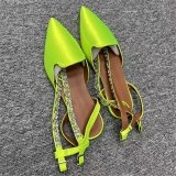 Green Casual Patchwork Solid Color Rhinestone Pointed Out Door Flats Shoes