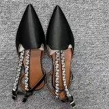 Black Casual Patchwork Solid Color Rhinestone Pointed Out Door Flats Shoes
