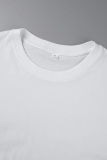 White Sweet Street Print Letter O Neck T-Shirts
