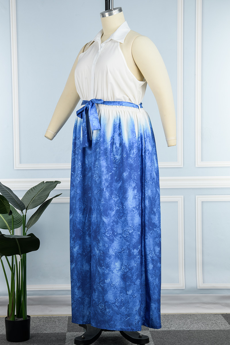 Wholesale Yellow Sexy Casual Gradual Change Tie-dye Halter Straight Jumpsuits K76741-1 Online