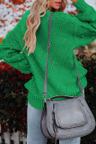 Green Casual Sweet Solid Solid Color O Neck Tops