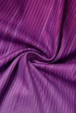 Purple Casual Gradual Change Print Frenulum V Neck Long Sleeve Two Pieces