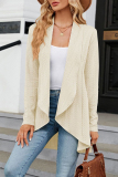 Apricot Casual Solid Asymmetrical Turndown Collar Tops