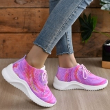 Green Casual Sportswear Daily Patchwork Frenulum Tie-dye Round Mesh Breathable Comfortable Sport Shoes