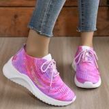 Purple Casual Sportswear Daily Patchwork Frenulum Tie-dye Round Mesh Breathable Comfortable Sport Shoes