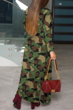 Camouflage Casual Print Patchwork Slit Cardigan Collar Outerwear