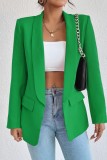 Green Casual Print Cardigan Turn-back Collar Outerwear