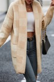 Apricot Casual Plaid Cardigan Outerwear