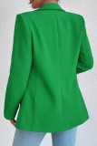 Green Casual Print Cardigan Turn-back Collar Outerwear