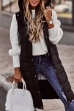 Black Casual Solid Patchwork Hooded Collar Outerwear