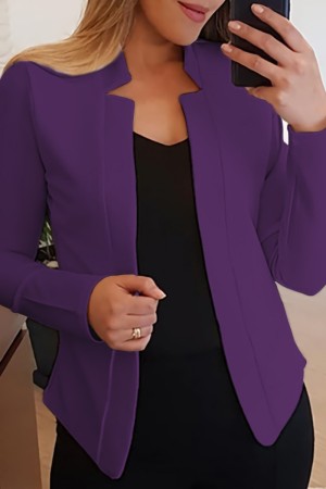 Purple Casual Solid Cardigan Outerwear