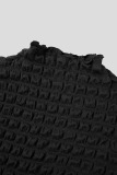 Black Casual Solid Basic Half A Turtleneck Long Sleeve Plus Size Dresses