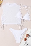 White Sexy Solid See-through 3 Piece Sets (With Paddings)