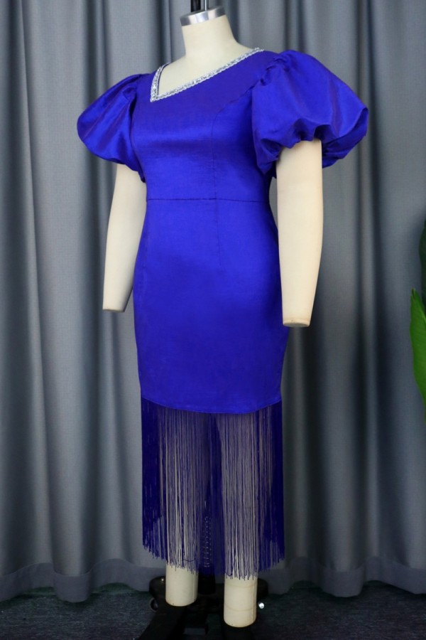 Casual Solid Tassel Flounce Oblique Collar T-Shirts