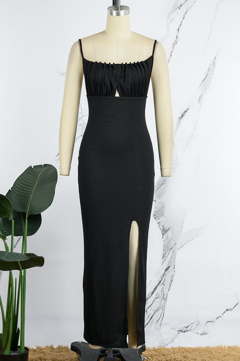 Maxi Backless Spaghetti Strap Slit Dress