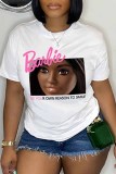 Pink Casual Character Print Letter O Neck T-Shirts