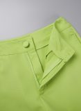 Fluorescent Green Casual Solid Patchwork Buttons V Neck Long Sleeve Two Pieces