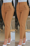 Sky Blue Casual Solid Patchwork Skinny High Waist Conventional Solid Color Trousers