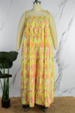Multicolor Sexy Casual Print Bandage Backless Spaghetti Strap Regular Jumpsuits