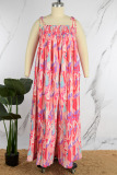 Multicolor Sexy Casual Print Bandage Backless Spaghetti Strap Regular Jumpsuits