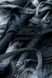 Black Casual Print Tie Dye Bandage Backless Hooded Collar Skinny Romper
