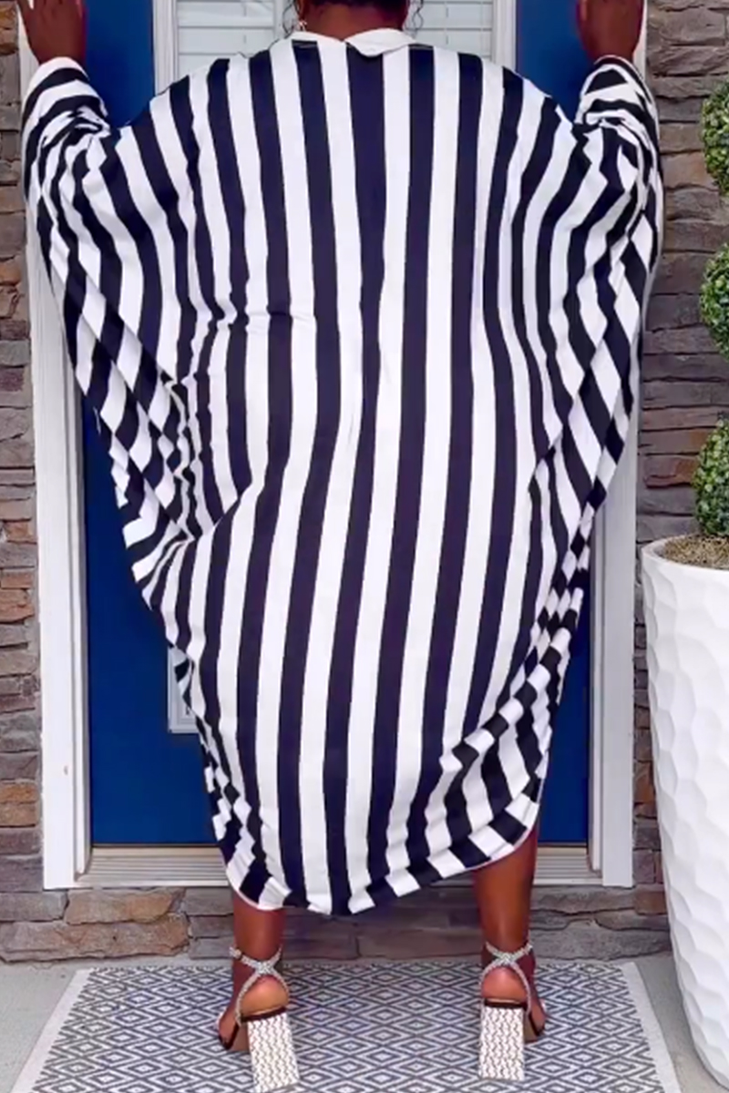 Casual Stripe Pocket Weave Contrast Cardigan Collar Outerwear