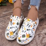 Halloween Black Pink Casual Patchwork Printing Round Comfortable Shoes