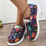 Halloween Black Pink Casual Patchwork Printing Round Comfortable Shoes