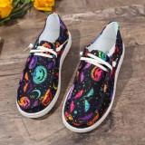 Halloween Black Orange Casual Patchwork Printing Round Comfortable Shoes