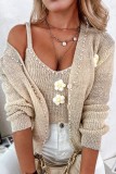 Green Casual Solid Patchwork Cardigan Vests Long Sleeve Two Pieces