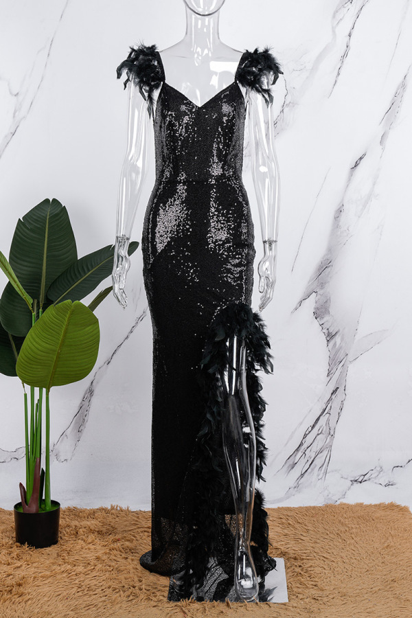 Sequins Irregular Asymmetric Sheath Sequins Dress