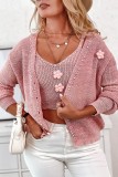 Green Casual Solid Patchwork Cardigan Vests Long Sleeve Two Pieces